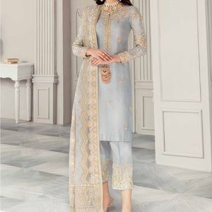 Elegant Embroidered Gray Dress